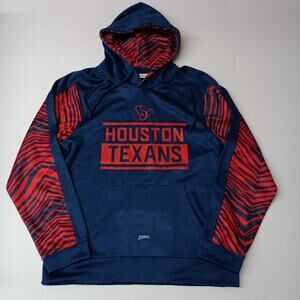Zubaz NFL Mens M Houston Texans Team Color Zebra Accents Pullover Hoodie NWOT